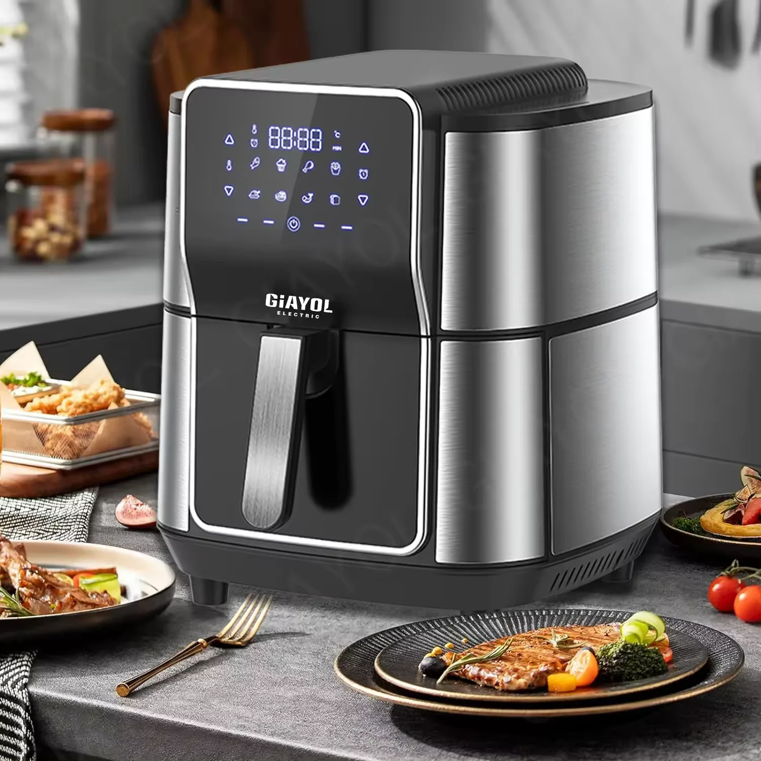 1800W most popular 8L visible factory price good quality window air fryer wifi control digital stainless steel air fryer