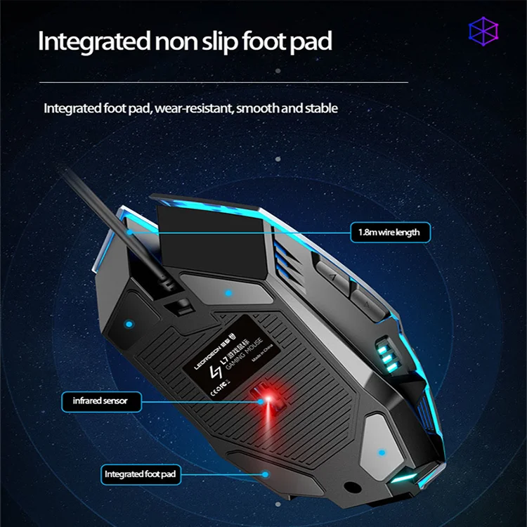 Mechanical 1.8 M Wire Length RGB USB Wireless Wired Gaming Mouse