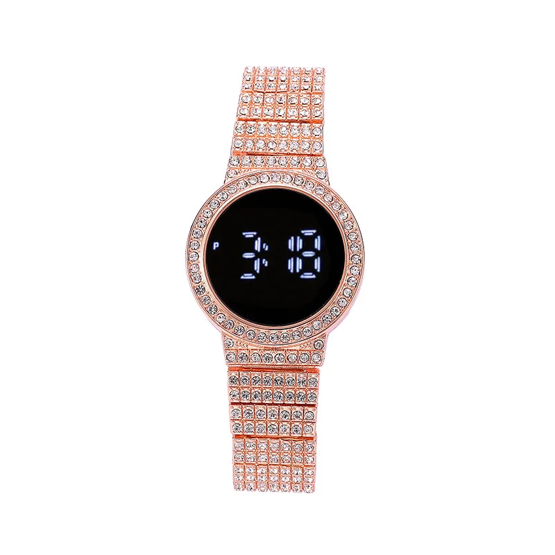 Hot Sale LED Watches Fashion Digital Watch for Women Luxury Crystal Stainless Steel  Wristwatch Reloj de mujer 2022 LED22
