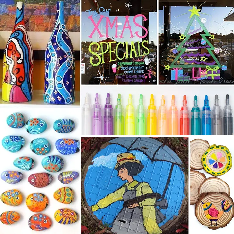 
Stromer Manufacture Oem Customer Logo Acrylic Paint Markers Set For Rocks Glass Fine Tip Multi Color Acrylic Paint Pens 