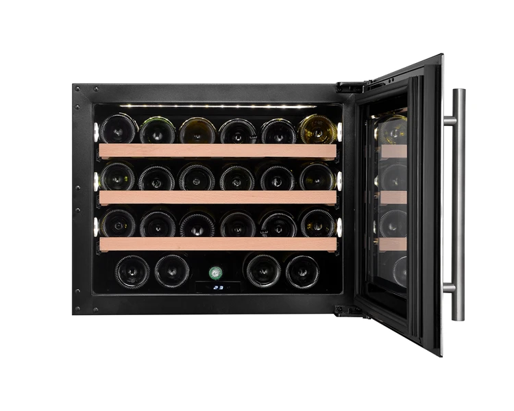 Small Cellars Built-in Custom Wine Cellar Table with Refrigerator Black Electric Stainless Steel Door Inox Bottle 80 Fan Cooling