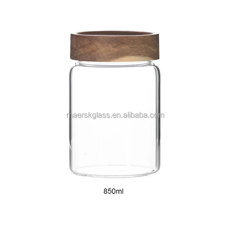 Hot Selling 500ml 850ml 1300ml High Borosilicate Glass Cans Round Transparent Glass Candy Coffee Sealed Cans With Cork Covers