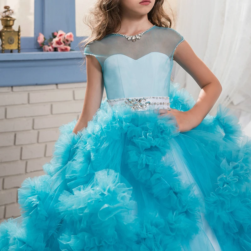 Custom Sleeveless Beautiful Ball Gown Party Wear Baby Girl Pink Princess Pageant dresses