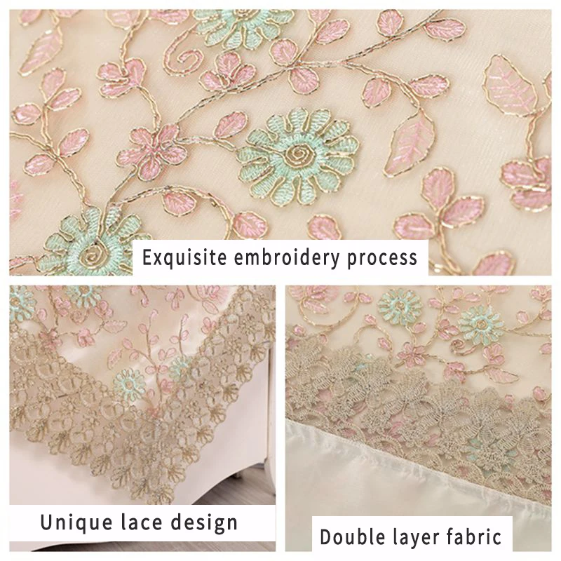 Universal dustproof cover towel double-layer lace yarn embroidery household bedside table small round table square tablecloth
