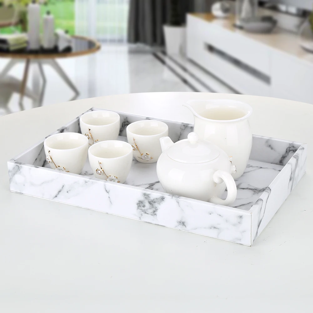 Custom Printed Artificial Leather Marble Serving Tray