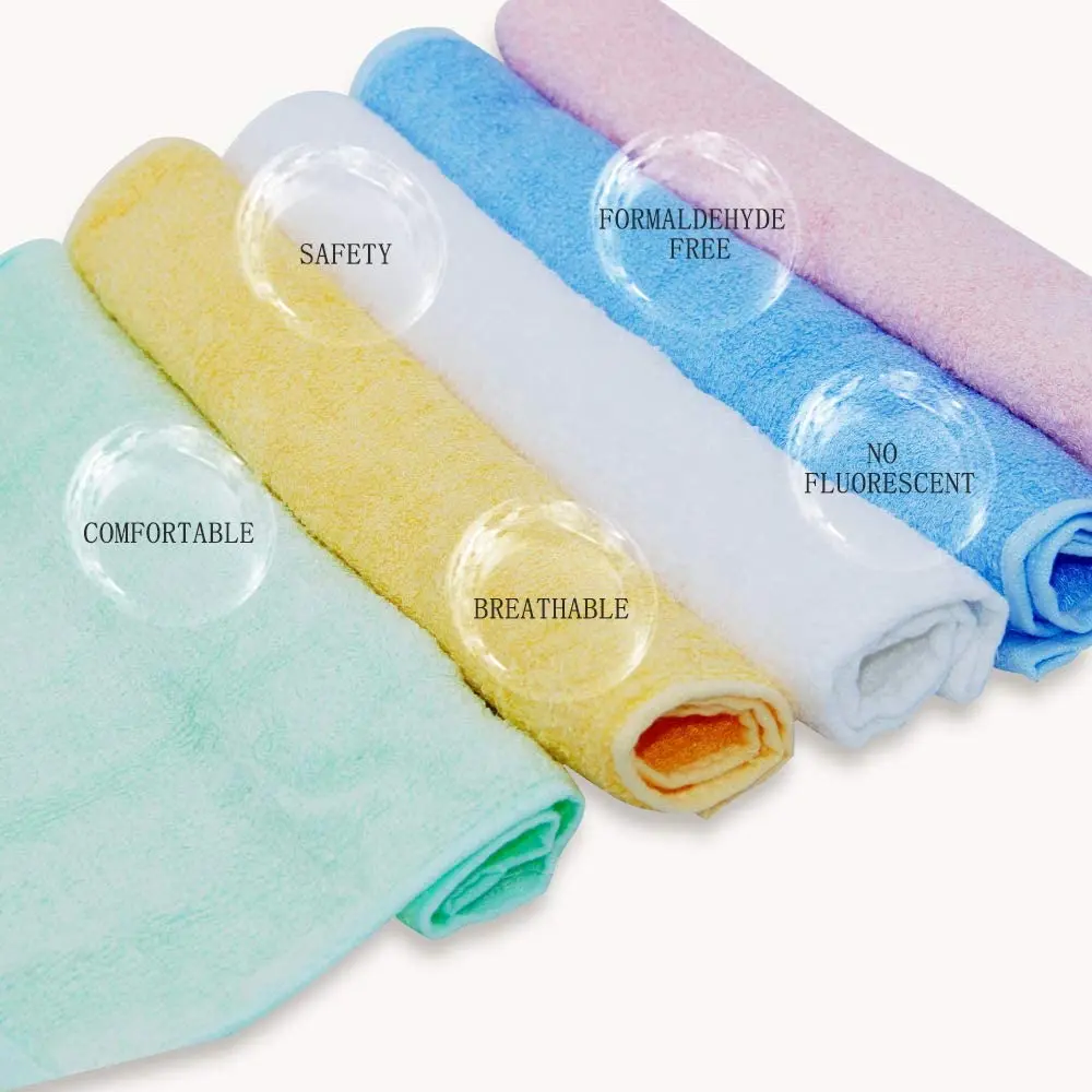 Muslin Baby Washclothes, Custom Hand Towel Super Soft Pure Color 100% Organic Bamboo for Kids Cartoon Customized Woven Square