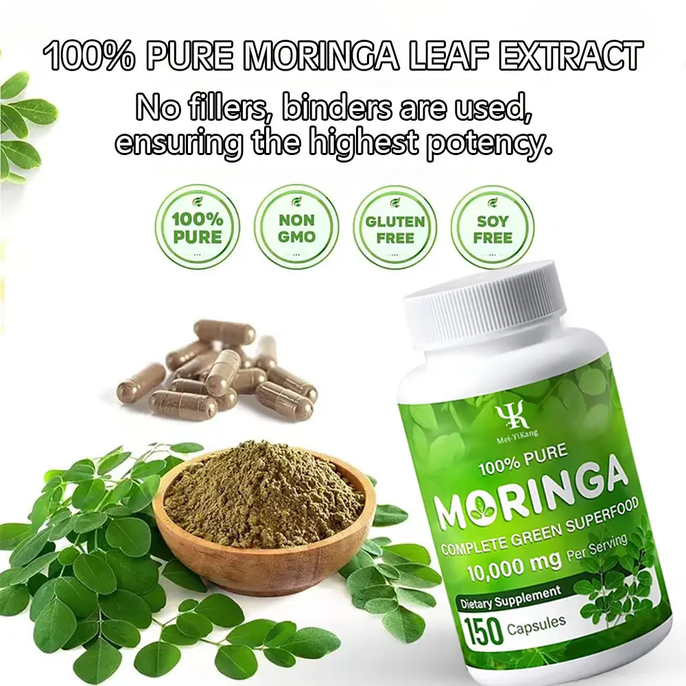 OEM dietary supplement capsules 100% pure Moringa complete green superfood vegan increase energy and digestion hard capsules