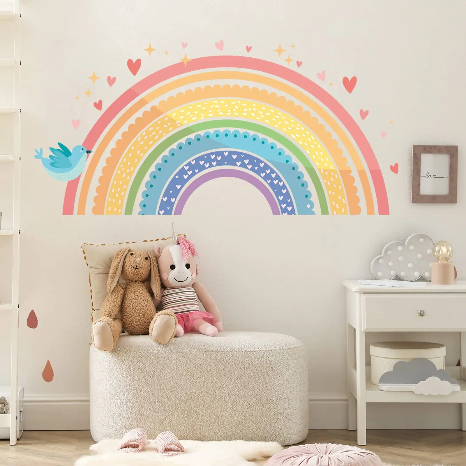 Love rainbow stars Sun children cartoon cute wall stickers living room bedroom decoration wallpaper self-adhesive DIY stickers
