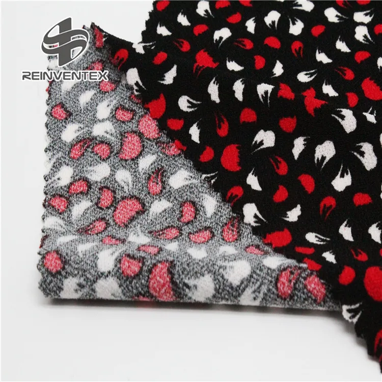 1629 New design flower printed 200gsm NOIR stretch 95 polyester 5 spandex knitting moss crepe fabric for dress