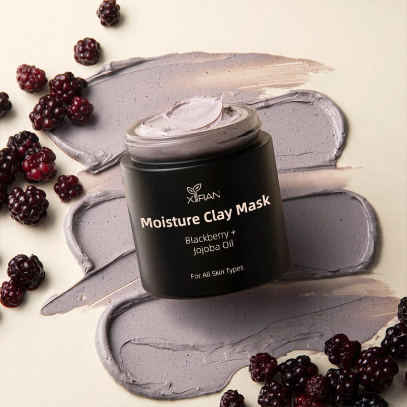 Private Label Plant-Based Blackberry & Jojoba Oil Clay Face Mask Moisture Skin Glow Custom Logo Clay Mask for All Skin Types