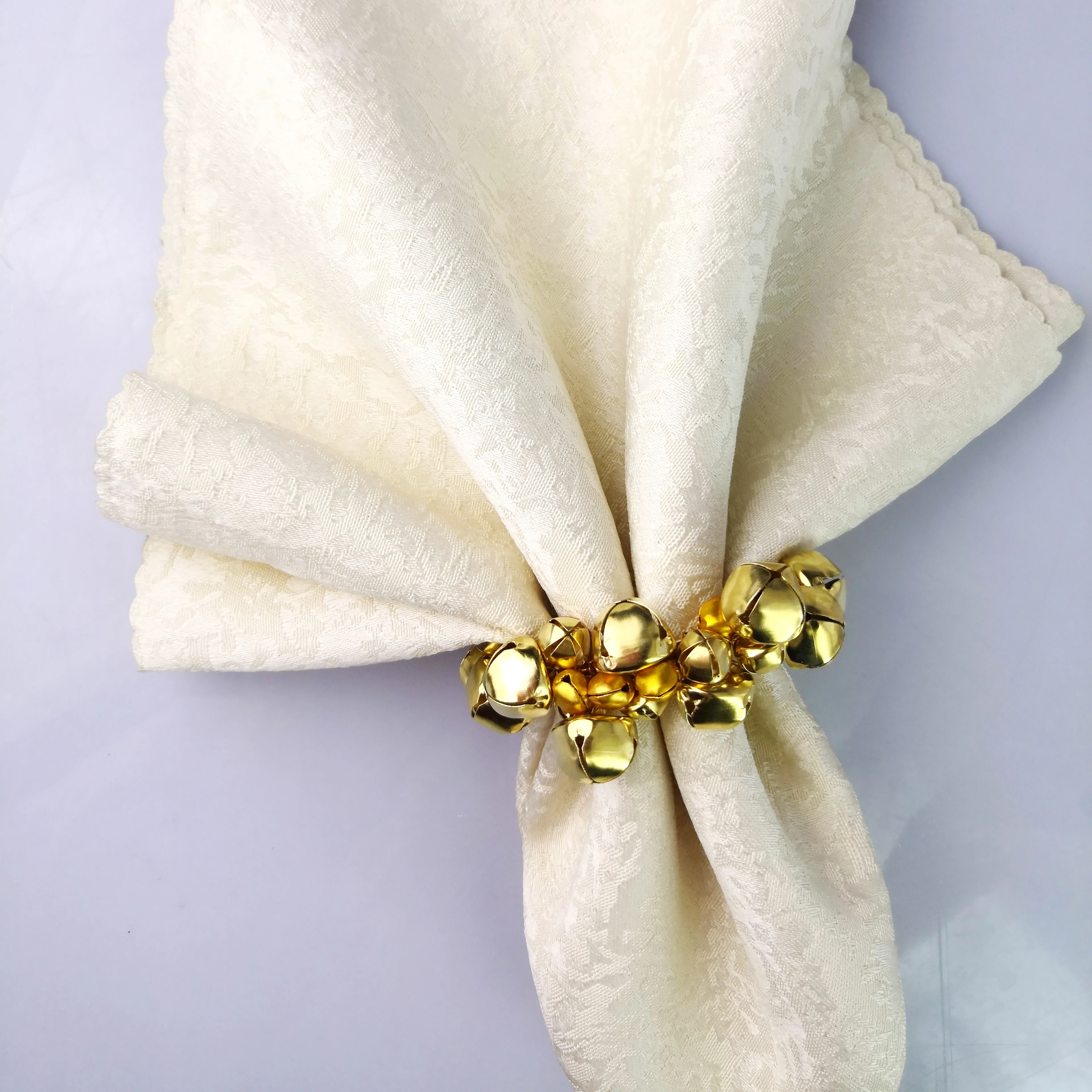 gold silver jingle bell napkin ring for wedding decoration