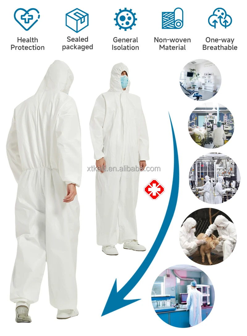 Factory Wholesale Disposable Work Clothes Food Production Women Safety Overall Waterproof Protection Suit Acid Proof Coverall