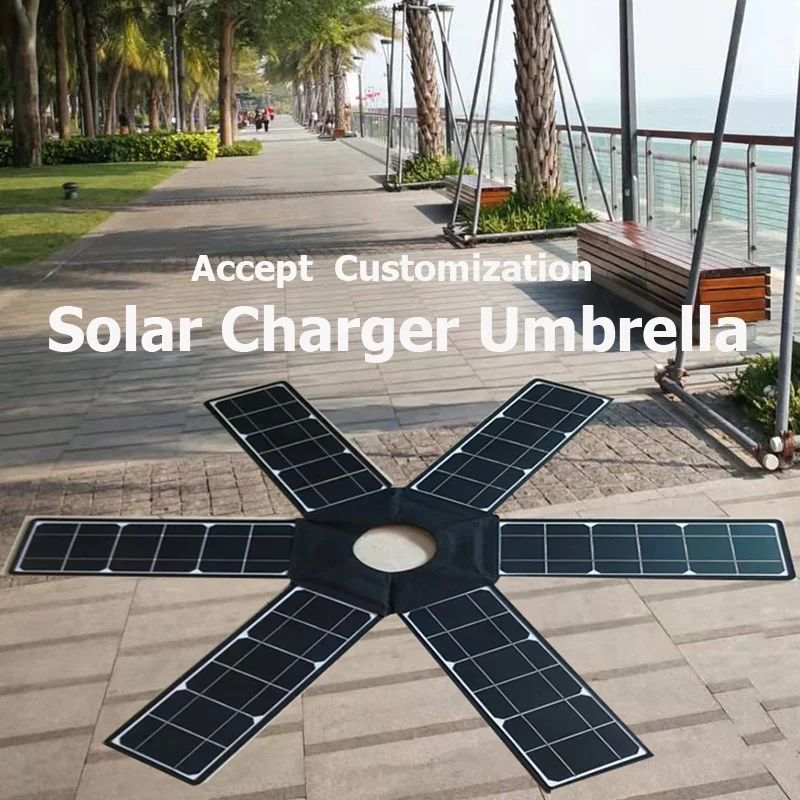 Foldable sun solar beach umbrella beach solar charger panel usb with solar panel