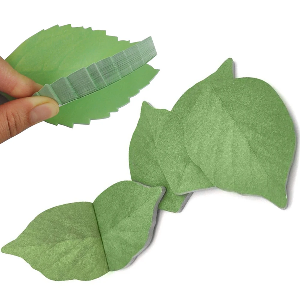 5 Packs Green Leaf-Shaped Sticky Notes Stickers Removable Self-Stick Notes Scratch Pads for Desk Office School Memos