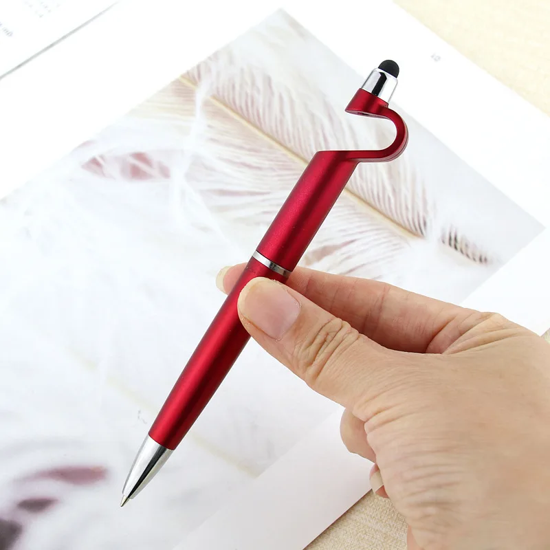 Promotional Blue Plastic Ball Pen Custom Logo phone holder touch screens pens for ipone ipad android phone