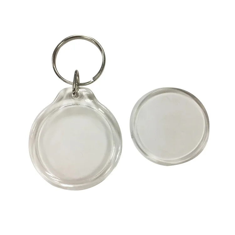 Round square rectangle clear acrylic insert photo split ring keyring