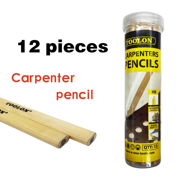 Black color promotional wood carpenter pencil in sharpener manufacturer bulk custom logo pencil packaging