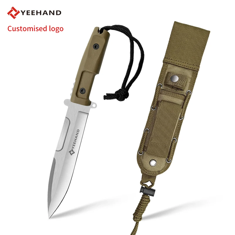High quality yellow outdoor fixed blade knives tactical camping survival knife