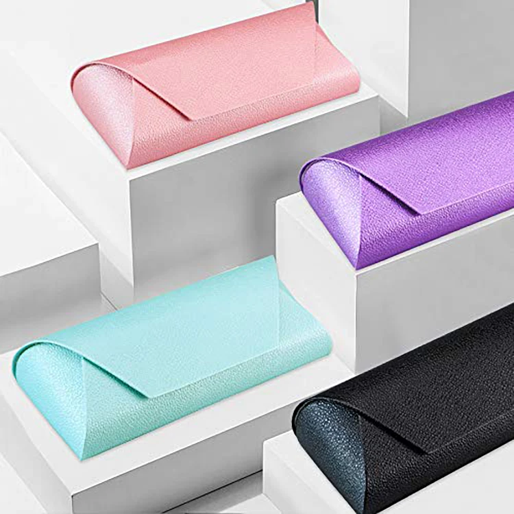 Custom Logo Portable Eyeglass Case Hard Shell Portable Sunglasses Case Fashionable Lightweight PU Leather Glasses Case