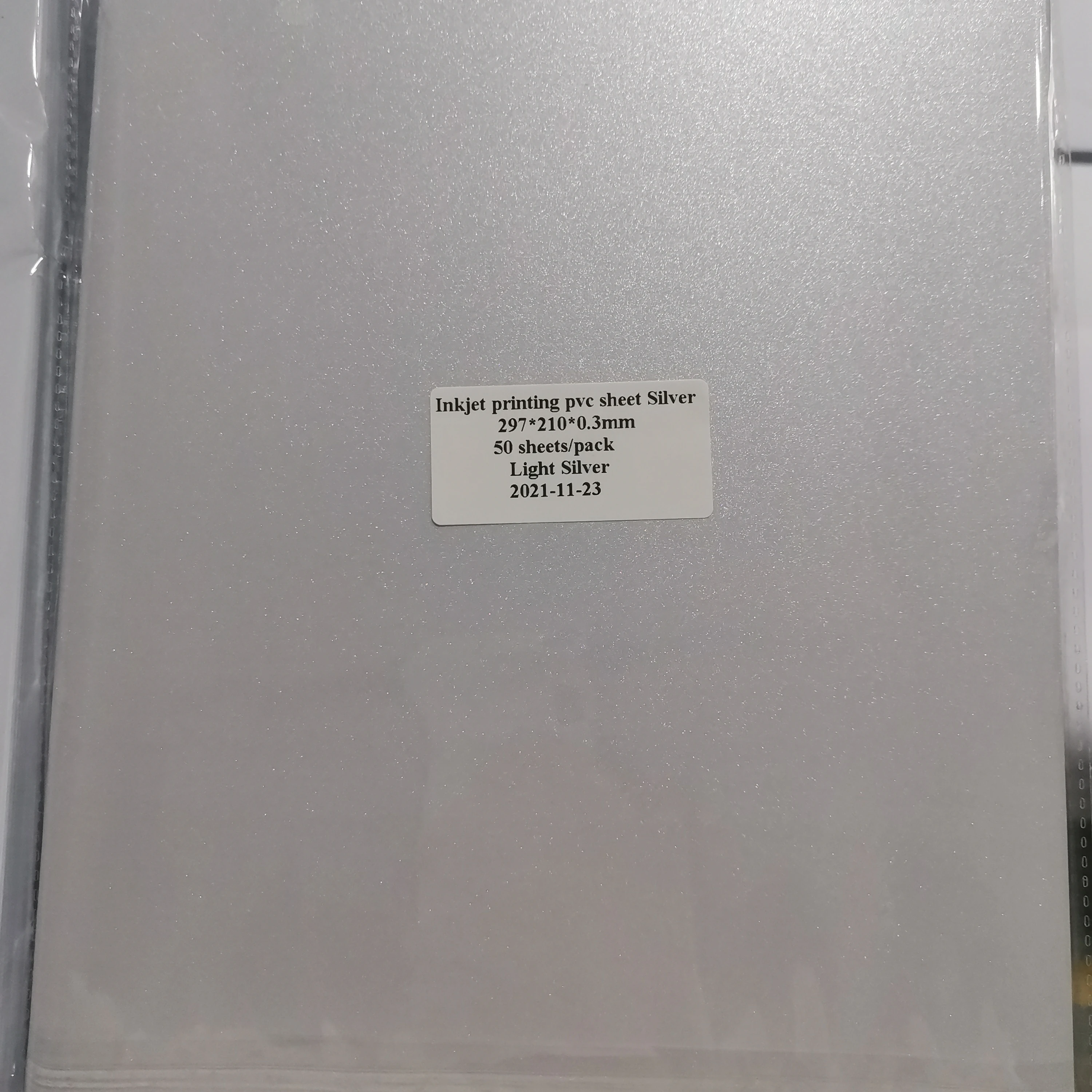 A4 Size Inkjet printing pvc sheet Light silver dark silver inkjet printable pvc plastic sheet