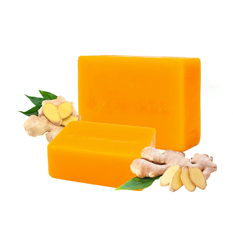 Private Label Organic Ginger Handmade Tumeric Bar Soap Bath Whitening Face Anti Acne Skin Brighten Kojic Acid Soap Turmeric Soap