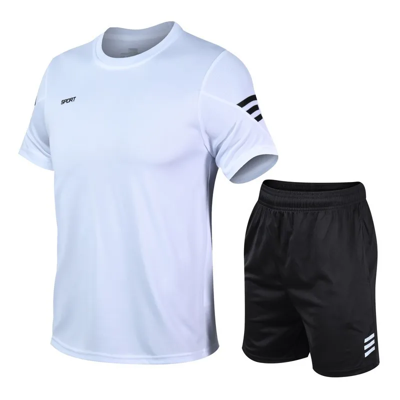 HG New Arrival Men Summer Clothing Set Sports Training Short Sleeve Shirt And Short Twin Set