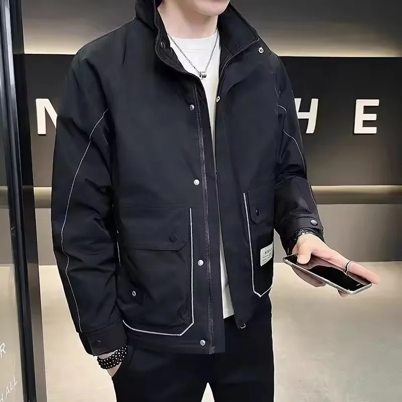 Spring and autumn personality denim jacket male Korean style ripped denim clothing trend social guy rivet jacket coat