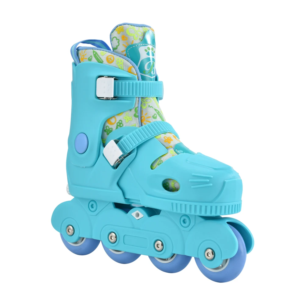 Amazon hot Adjustable 4 PU wheels professional inline skates shoes patine quad flashing roller skates for kid