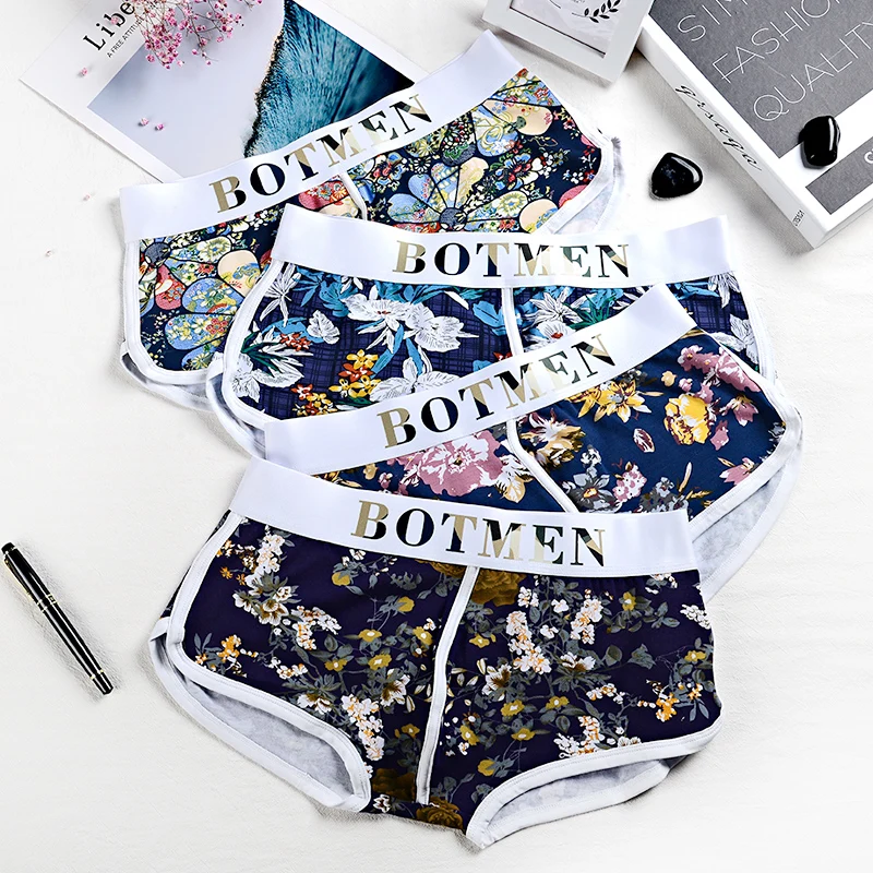 Men Boxers Trunks Custom Boxershorts Briefs Boxer 95% Cotton Brief Printed Para Ninos Flower Underpants Underwear