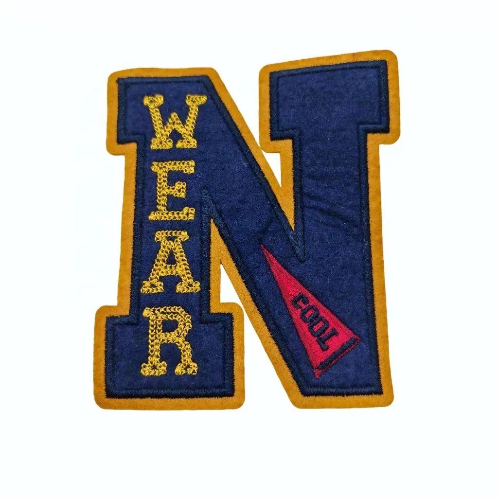Wholesale Woven Label Clothes Badges Custom Design Towel Chenille Letter Iron On Embroidered Patches For Clothing