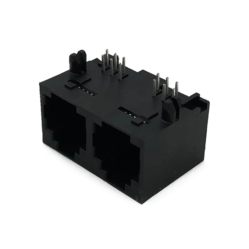 1X2 Port Modular Jack  RJ12 Side-Entry 6P6C Right-Angle 5521A RJ25 Connector L=16.5mm