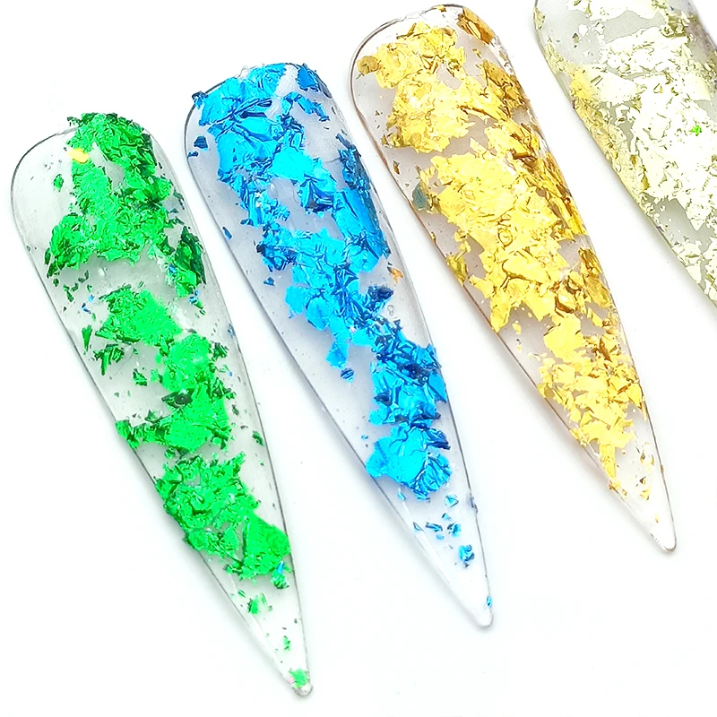 12 Grid colorful aluminum foils nail gold silver foil paper Sequins Nail Art Decoration Glitter Diy Nail