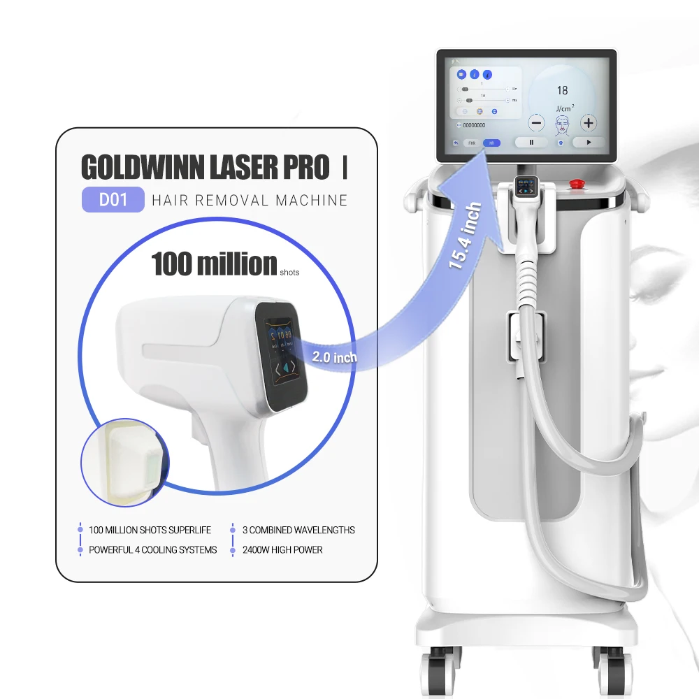 2024 Professional hair removal laser 1800W ice titanium laser hair removal 755 808 1064mm diode laser hair removal machine price