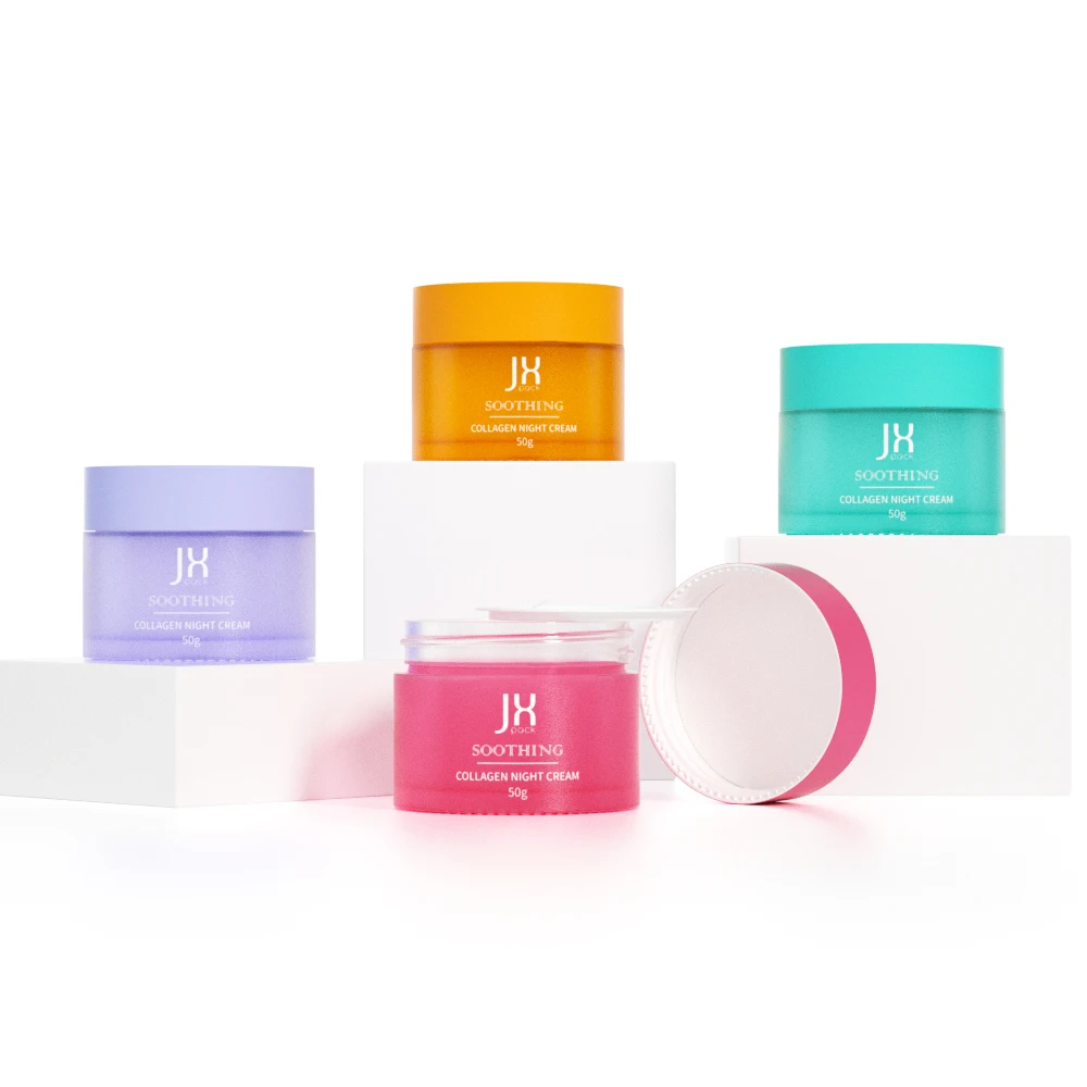 Customized paper box 5g 10g 20g 30g 50g pink cosmetics jars empty skincare packaging glass face cream jar with screw lid