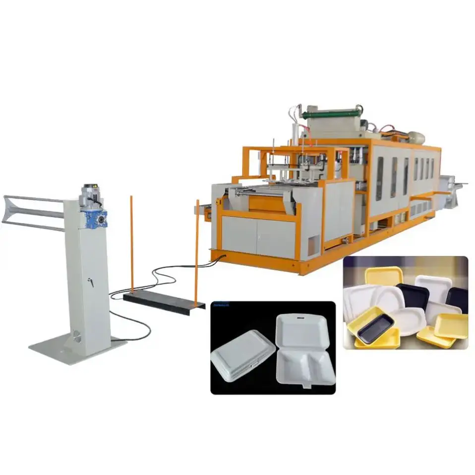 Full Automatic Styrofoam Container Disposable Ps Foam Takeaway Pizza Fast Food Box Vacuum Forming Making Machine