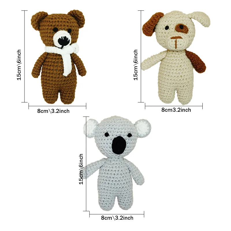 100% Handmade Baby Peluche En Crochet Amigurumi Christmas Ready To Ship Mini Forest Animal Stuffed Small Toy Multi Colors