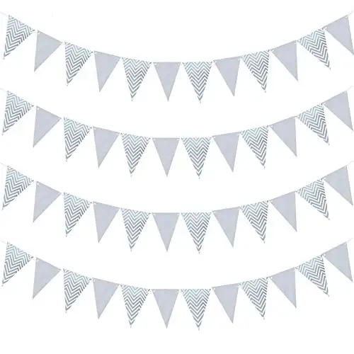 Gold Paper Pennant Banner Bunting Triangle Flags for Birthday Party Wedding Decorations