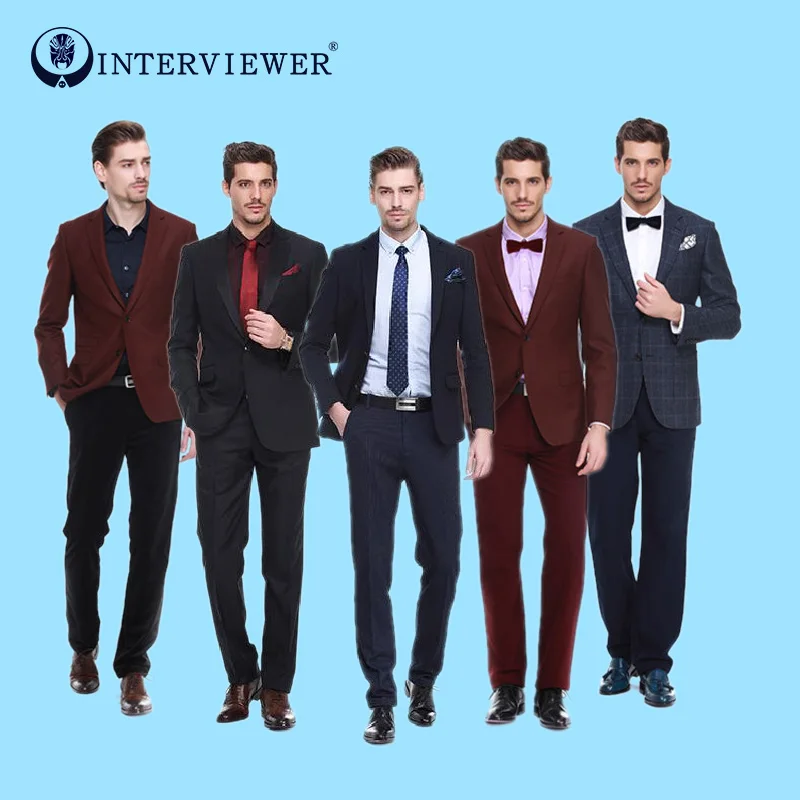 Factory supply OEM ODM MTM gent pant coat dress suit set faux wool blazer trouser two pieces business work formal suits for men