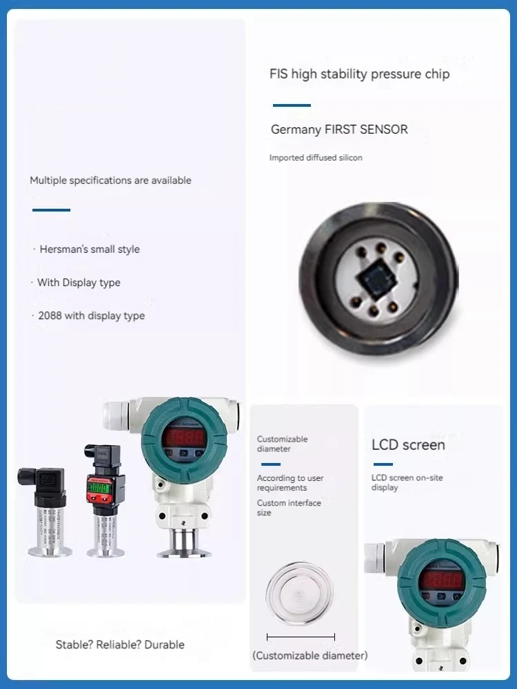 Clamp sanitary pressure transmitter pharmaceutical beer industry 50.5 chuck liquid level sensor 4-20mA