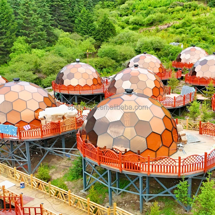 Football Design Glass Dome House With Bathroom For Luxury Glamping