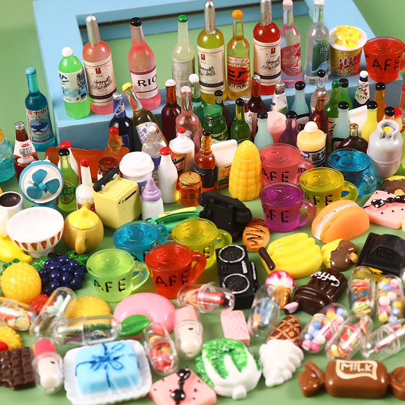 Toys Kids Mini Cute Miniature Doll House Store Supermarket Food Cake Wine Drink For Phone Case Imitate Kitchen Accessories Toys