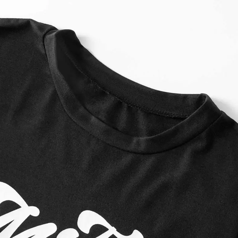 Wholesale custom 100% cotton family matching Logo Printed t-shirts casual wear outdoor black clothing