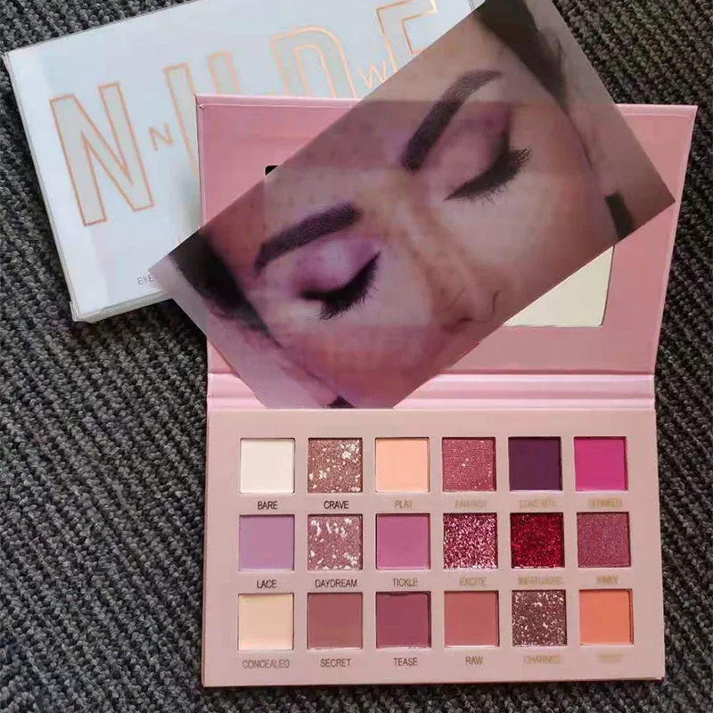 Hu*a Beauty Maquillage Custom Logo 18 Colors Pressed Matte Glitter Foundation Palette Makeup High Quality Waterproof Eye Shadow