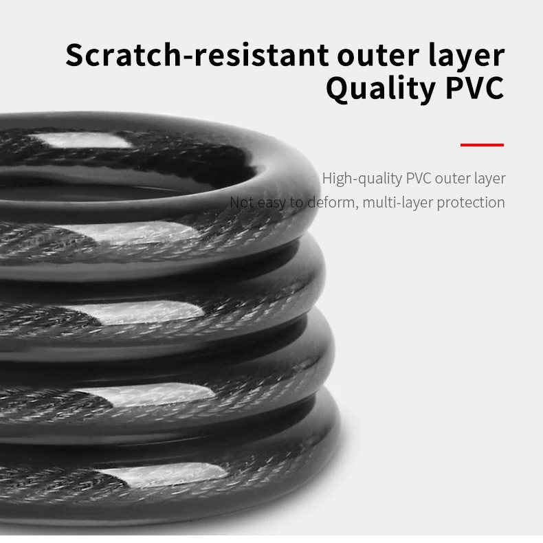 Xunting 1.0/1.2/1.5M High Security Bike Cable Lock Fashionable Bicycle Wire Foldable Lock Road Mountain Bike Cycling Safety Key