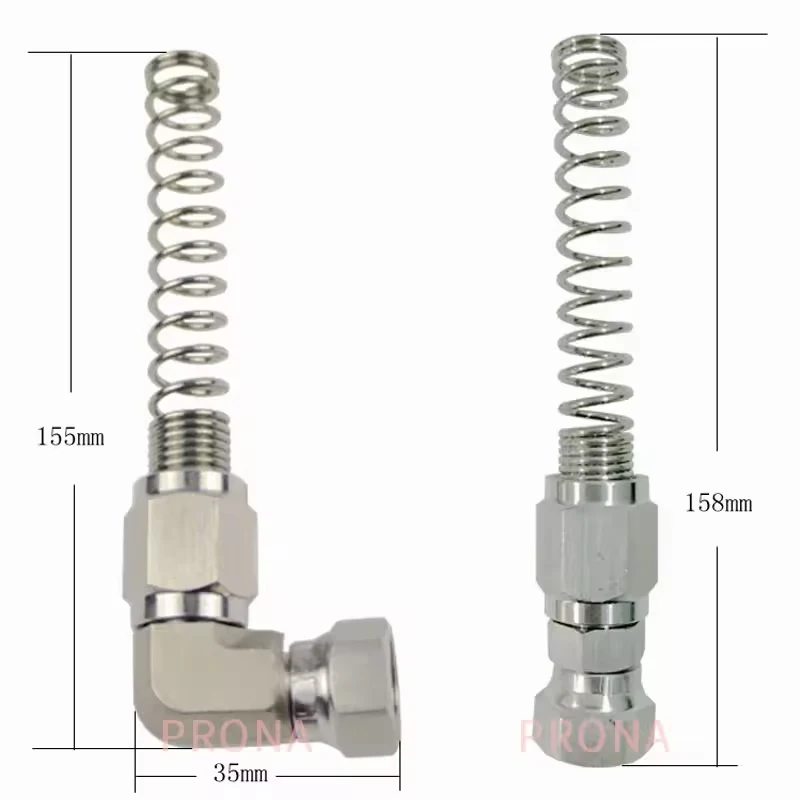 1Pcs Stainless Steel Threaded 1/4 3/8 Pneumatic Fittings Tool Paint Spray Gun Compressor Hose Fitting Tee Spring Connector Pipe