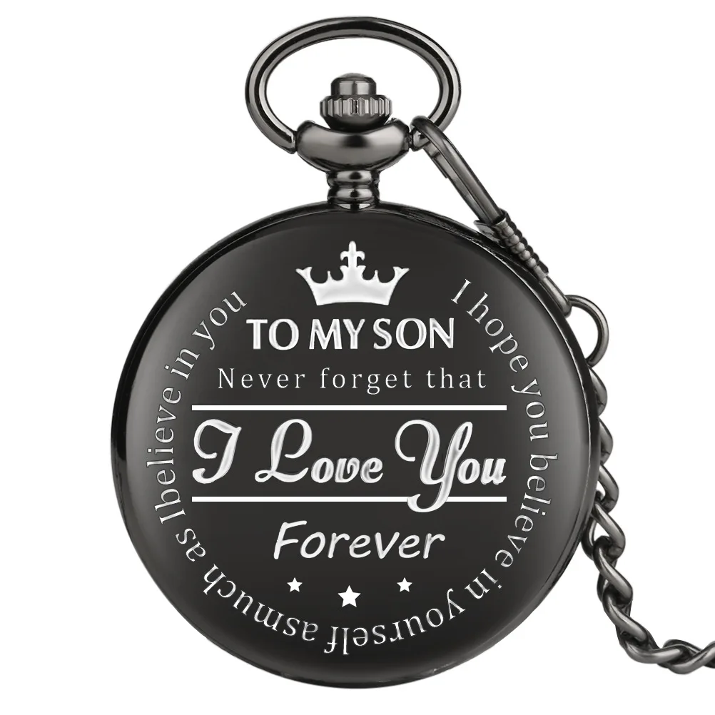 
New Engraved Son Gifts Personalized Pattern Vintage Quartz Pocket Watch with Chain  (1600063614965)