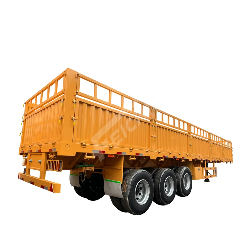 Feichi Brand of Tri-Axles 60tons Sidewall Semi Truck Trailer Cargo Transport Drop Side Cargo Sidewall Semi Trailer