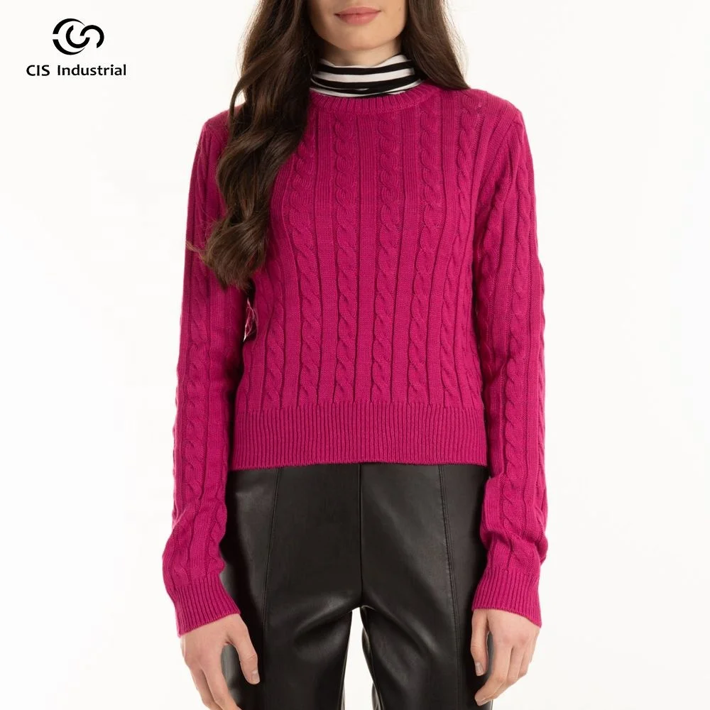 Sweater manufacture custom woven tapestry sweater hand knitted twist jacquard woollen sweater for women pullover top