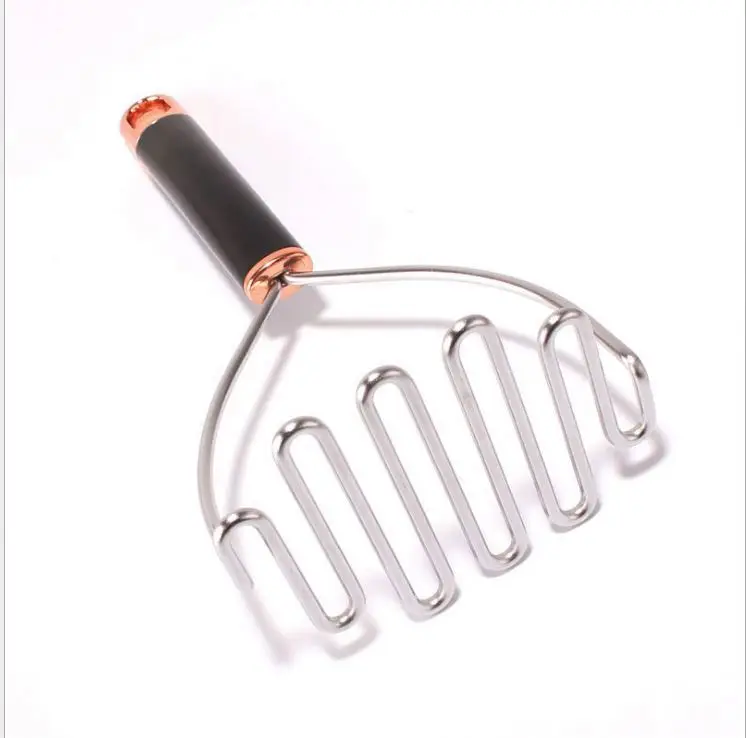 Gourmet Stainless Steel Wire Masher  Black  Long Handle Wave Type Manual Potato Masher Fruit Vegetable Tools Ricer