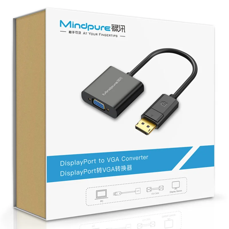 Mindpure 1080p 4K Display port male to female Displayport DP to VGA/HDMI/DVI adapter converter for desktop computer graphics